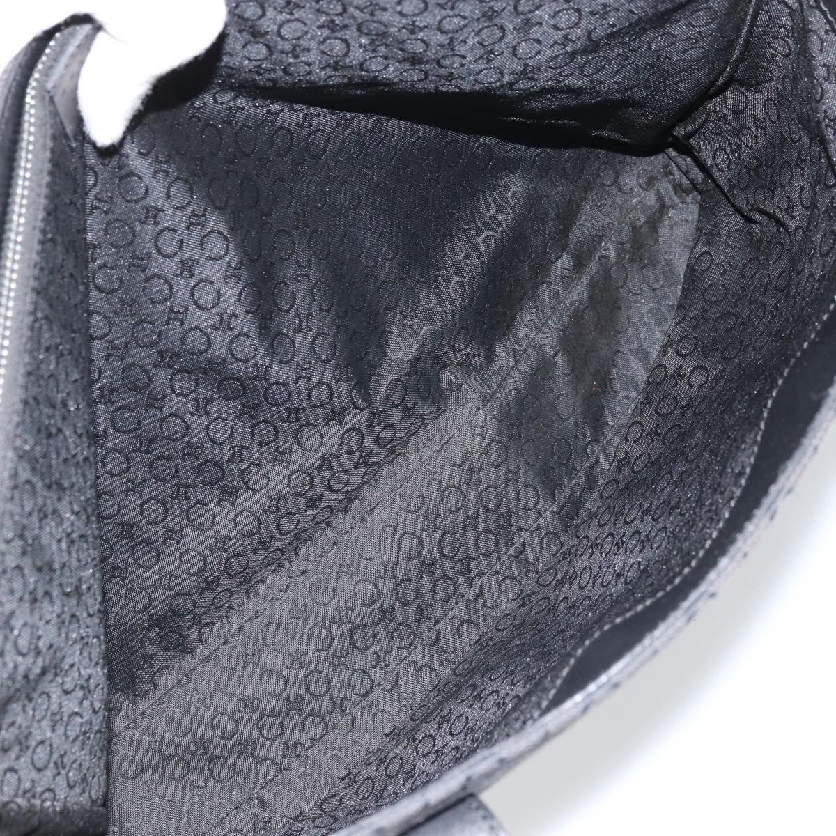 CELINE C Macadam Canvas Tote Bag Black Silver Auth 174485