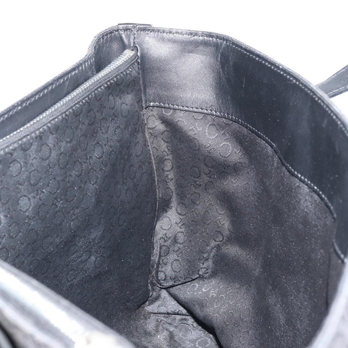 CELINE C Macadam Canvas Tote Bag Black Silver Auth 174485