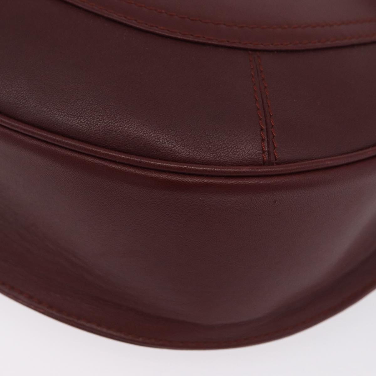 CARTIER Must Line Shoulder Bag Leather Bordeaux Gold Auth 174487