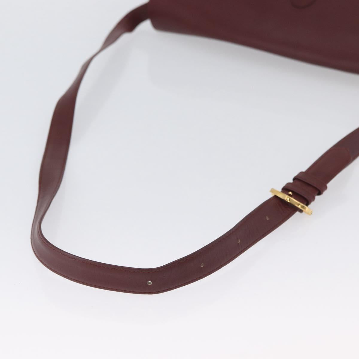CARTIER Must Line Shoulder Bag Leather Bordeaux Gold Auth 174487
