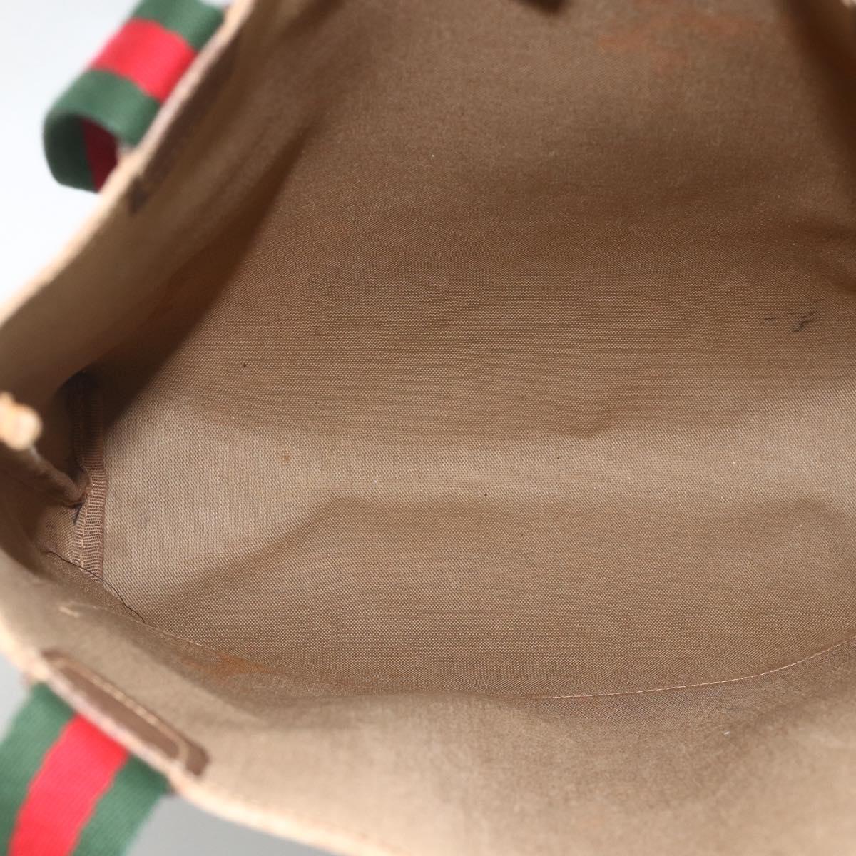 GUCCI GG Supreme Web Sherry Line Tote Bag PVC Beige 40 02 003 Auth 174488