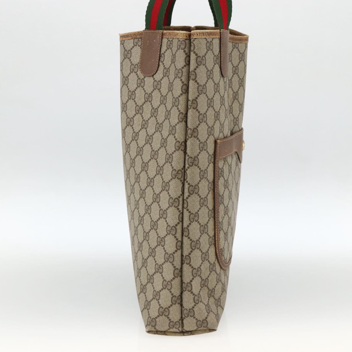 GUCCI GG Supreme Web Sherry Line Tote Bag PVC Beige 40 02 003 Auth 174488