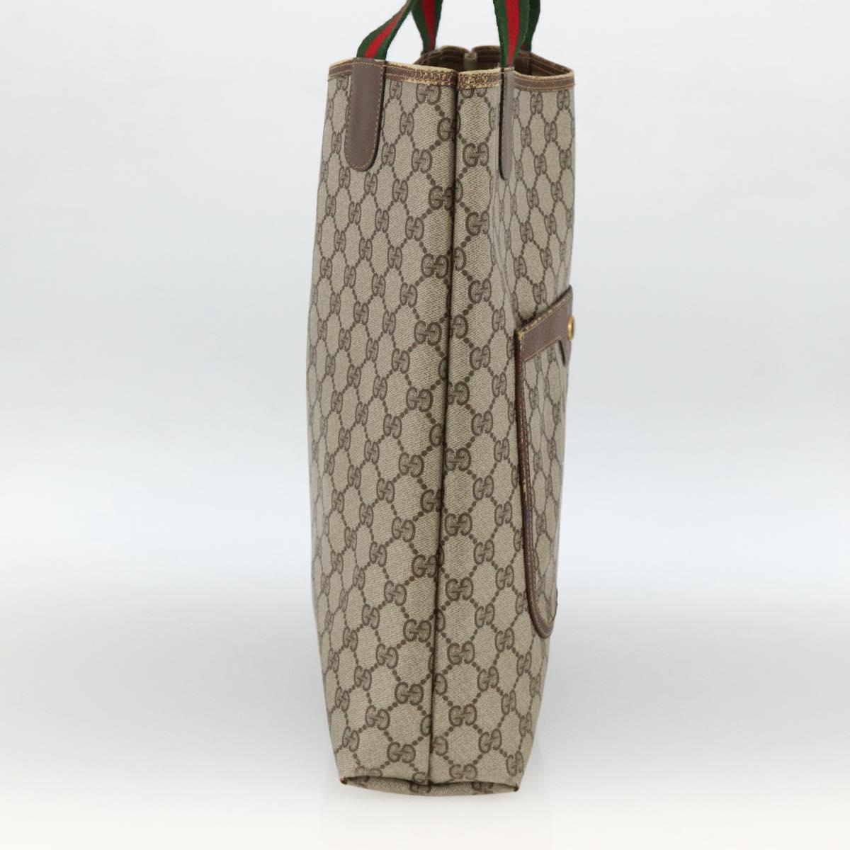 GUCCI GG Supreme Web Sherry Line Tote Bag PVC Beige Gold 39 02 003 Auth 174490