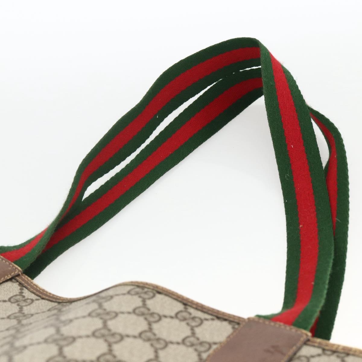 GUCCI GG Supreme Web Sherry Line Tote Bag PVC Beige Gold 39 02 003 Auth 174490