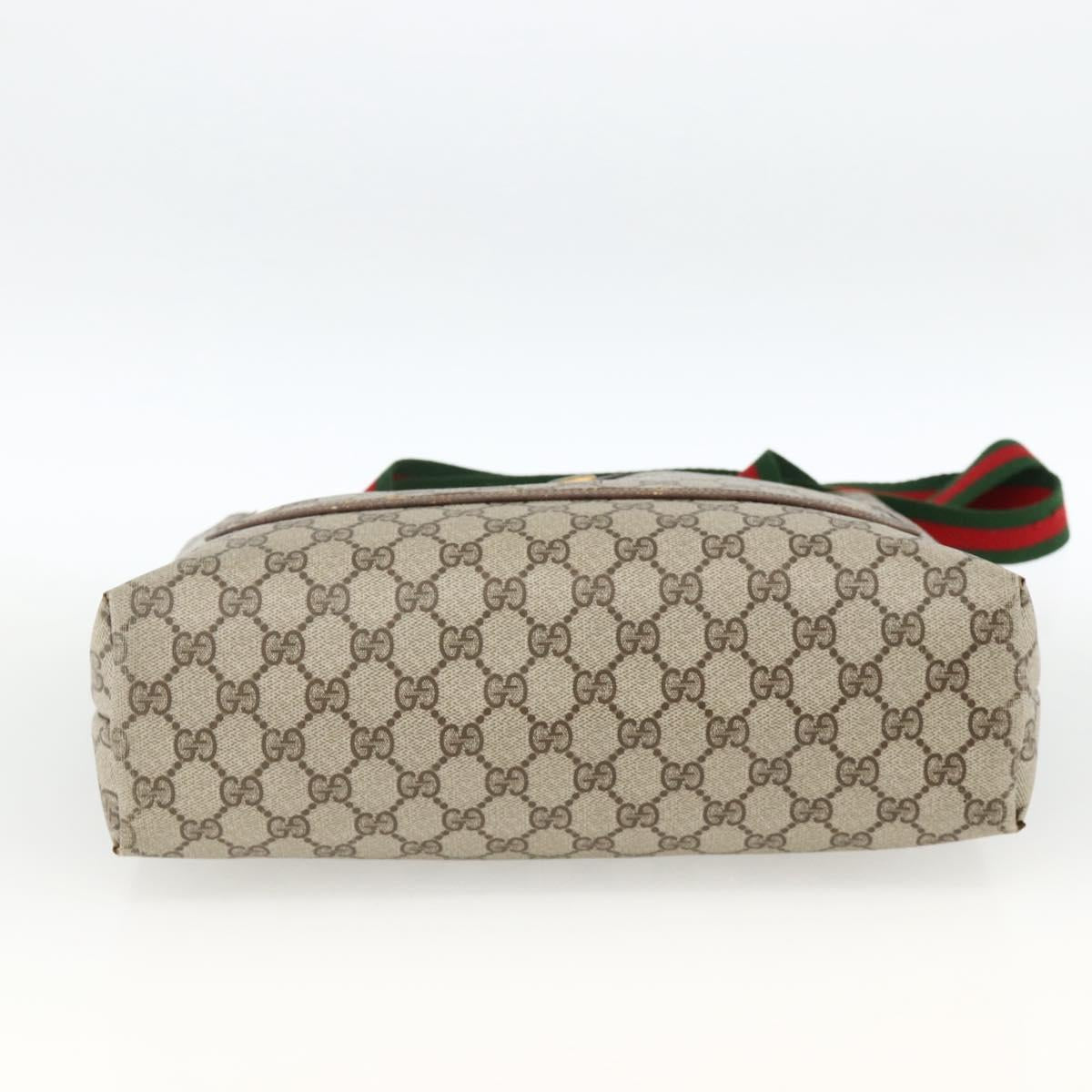 GUCCI GG Supreme Web Sherry Line Tote Bag PVC Beige Gold 39 02 003 Auth 174490