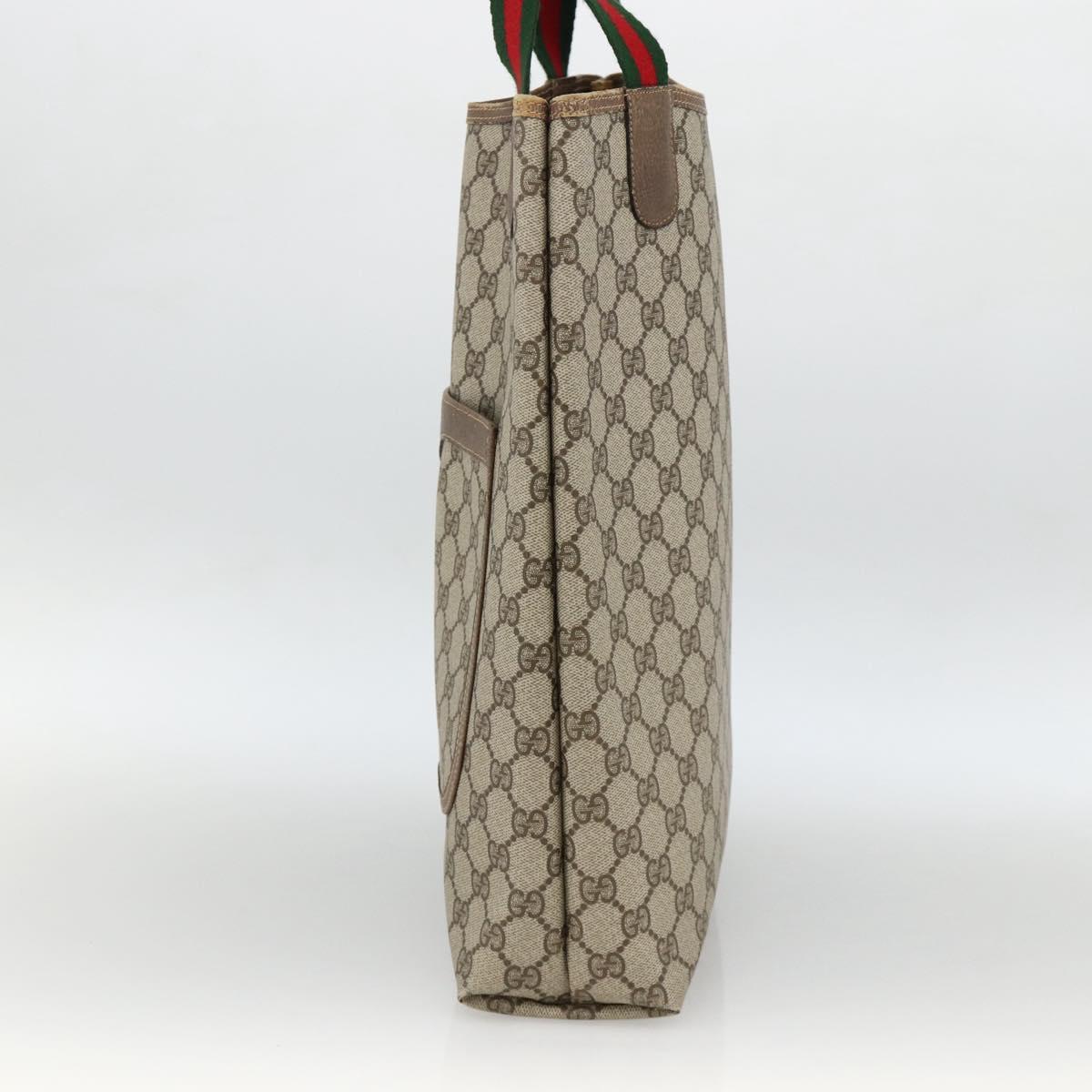 GUCCI GG Supreme Web Sherry Line Tote Bag PVC Beige Gold 39 02 003 Auth 174491