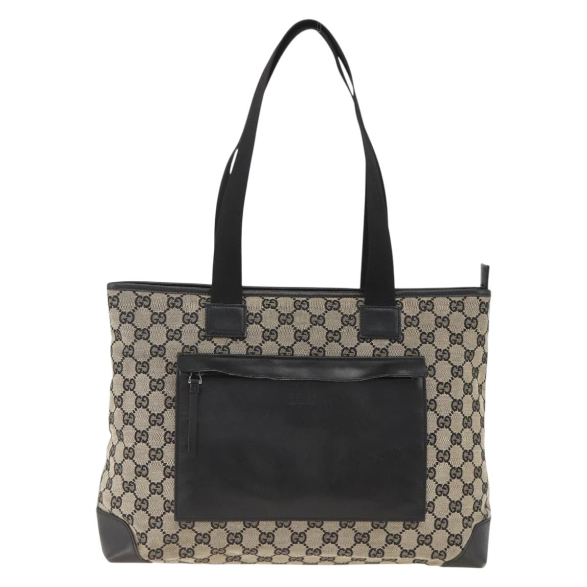 GUCCI GG Canvas Tote Bag Black 019 0426 Auth 174493