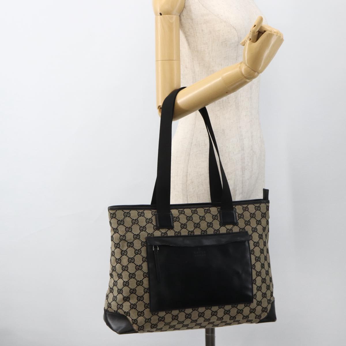 GUCCI GG Canvas Tote Bag Black 019 0426 Auth 174493