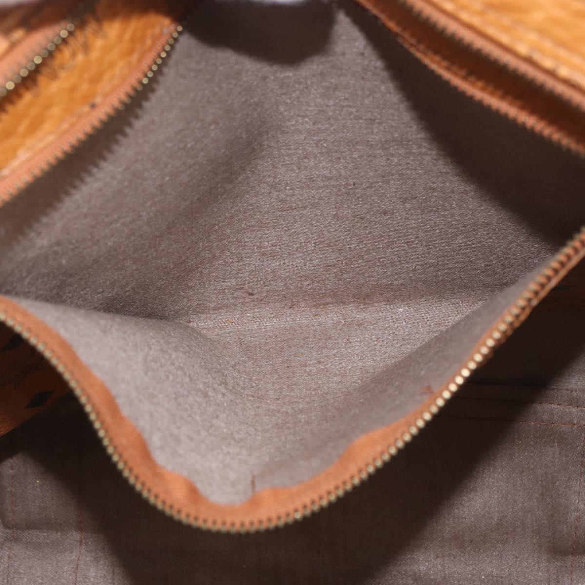 MCM Vicetos Logogram Tote Bag PVC Leather Brown Gold Auth 174495