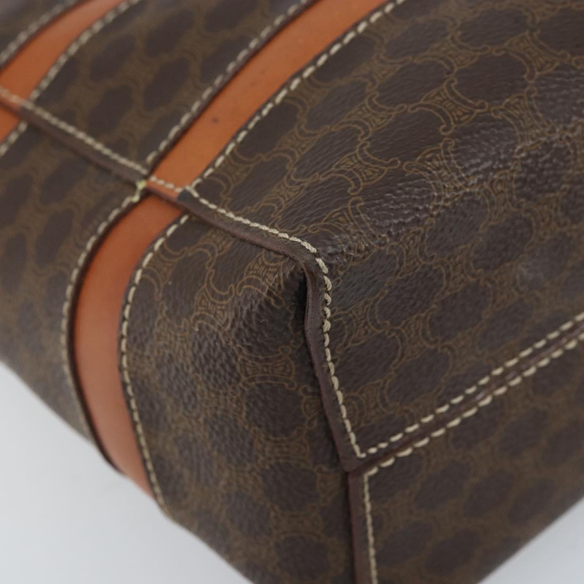 CELINE Macadam Canvas Hand Bag PVC Leather Brown Gold Auth 174497A