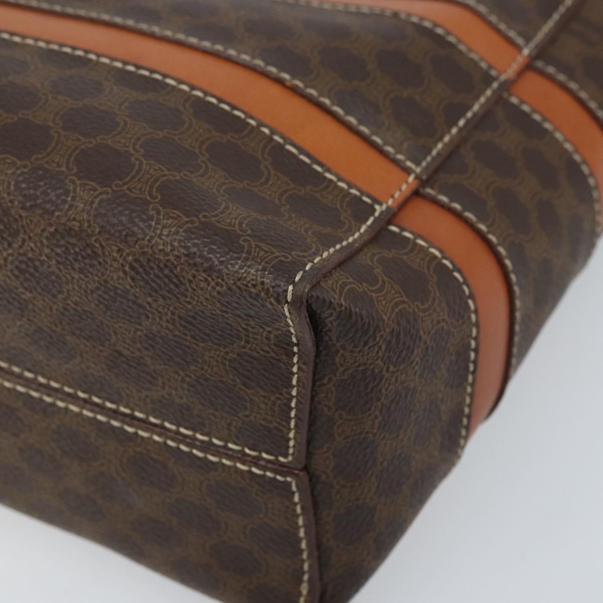 CELINE Macadam Canvas Hand Bag PVC Leather Brown Gold Auth 174497A