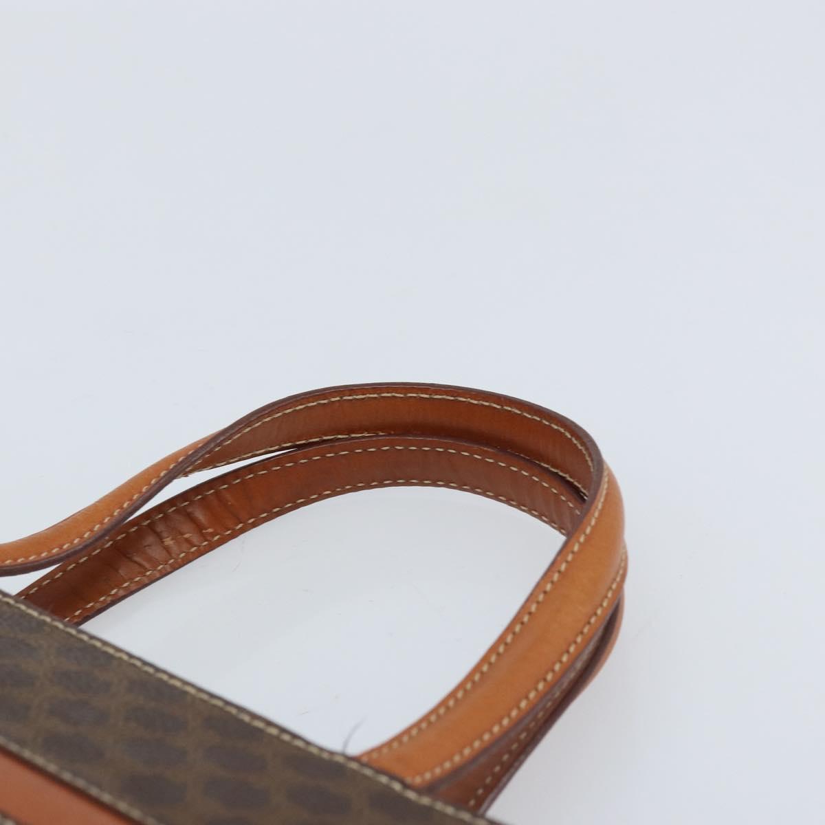 CELINE Macadam Canvas Hand Bag PVC Leather Brown Gold Auth 174497A