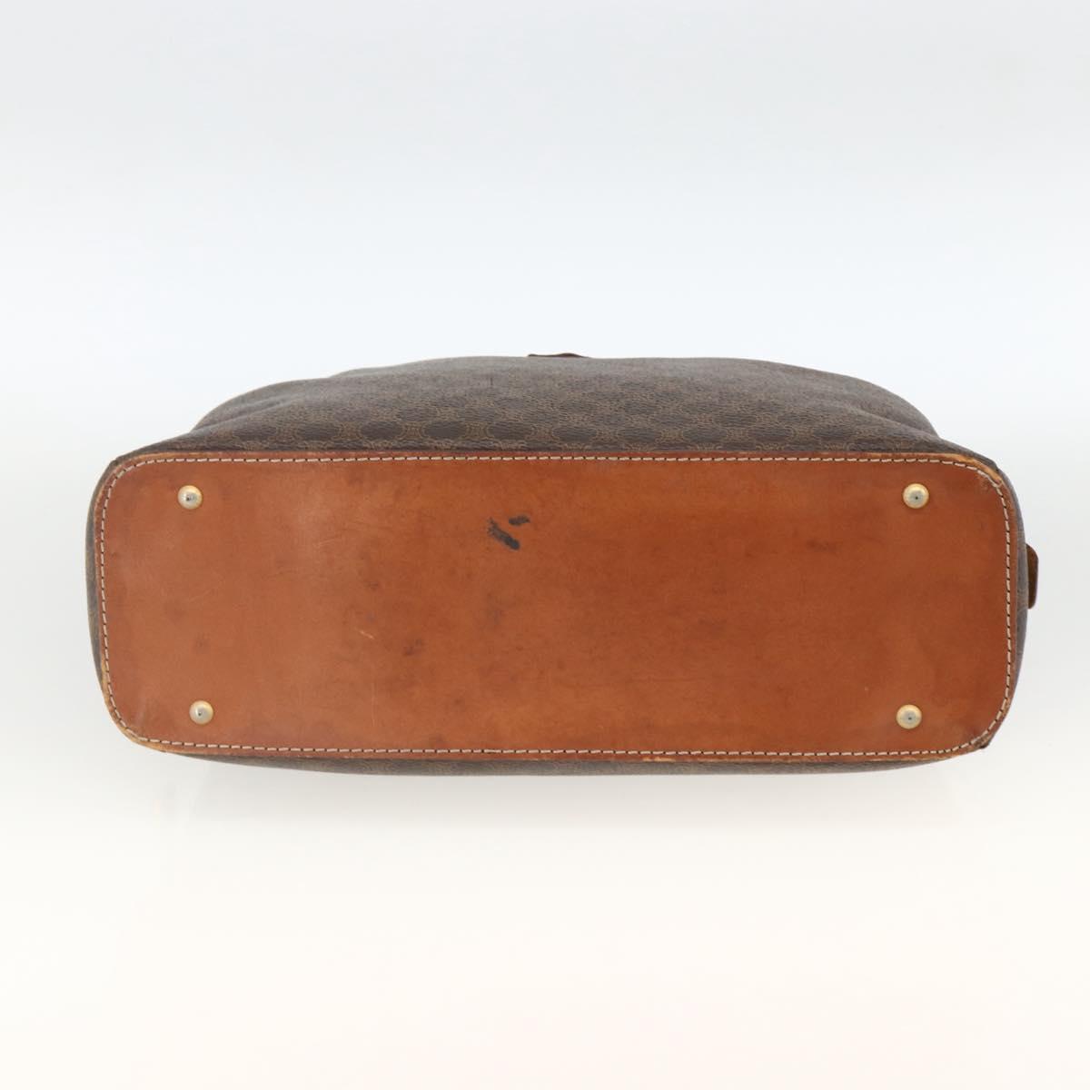 CELINE Macadam Canvas Hand Bag PVC Leather Brown Gold Auth 174498