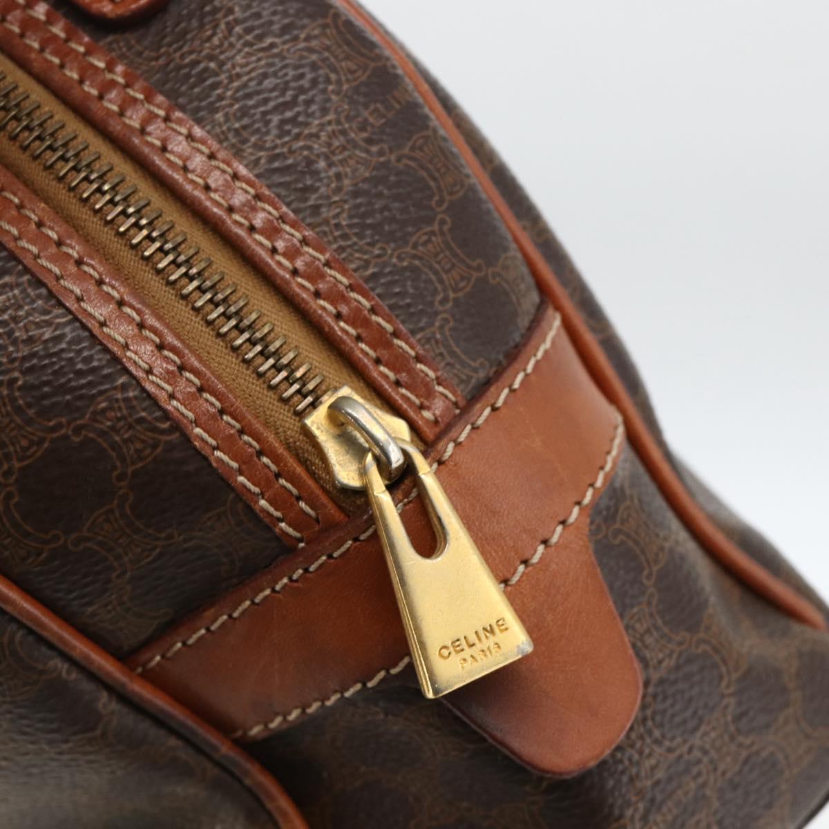 CELINE Macadam Canvas Hand Bag PVC Leather Brown Gold Auth 174498