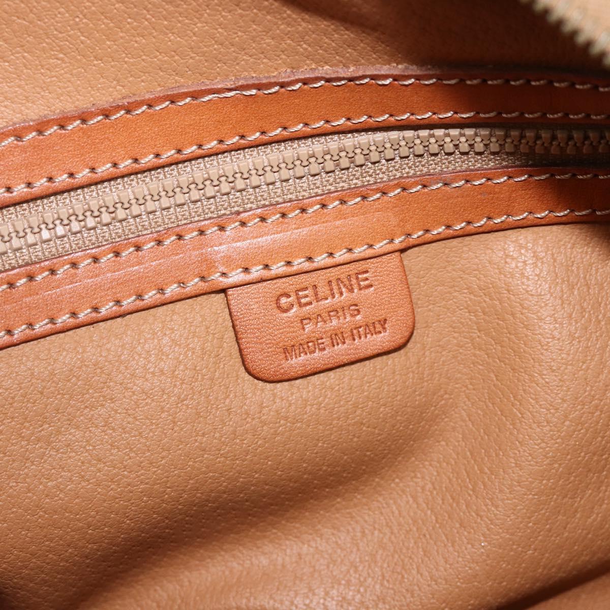CELINE Macadam Canvas Hand Bag PVC Leather Brown Gold Auth 174498