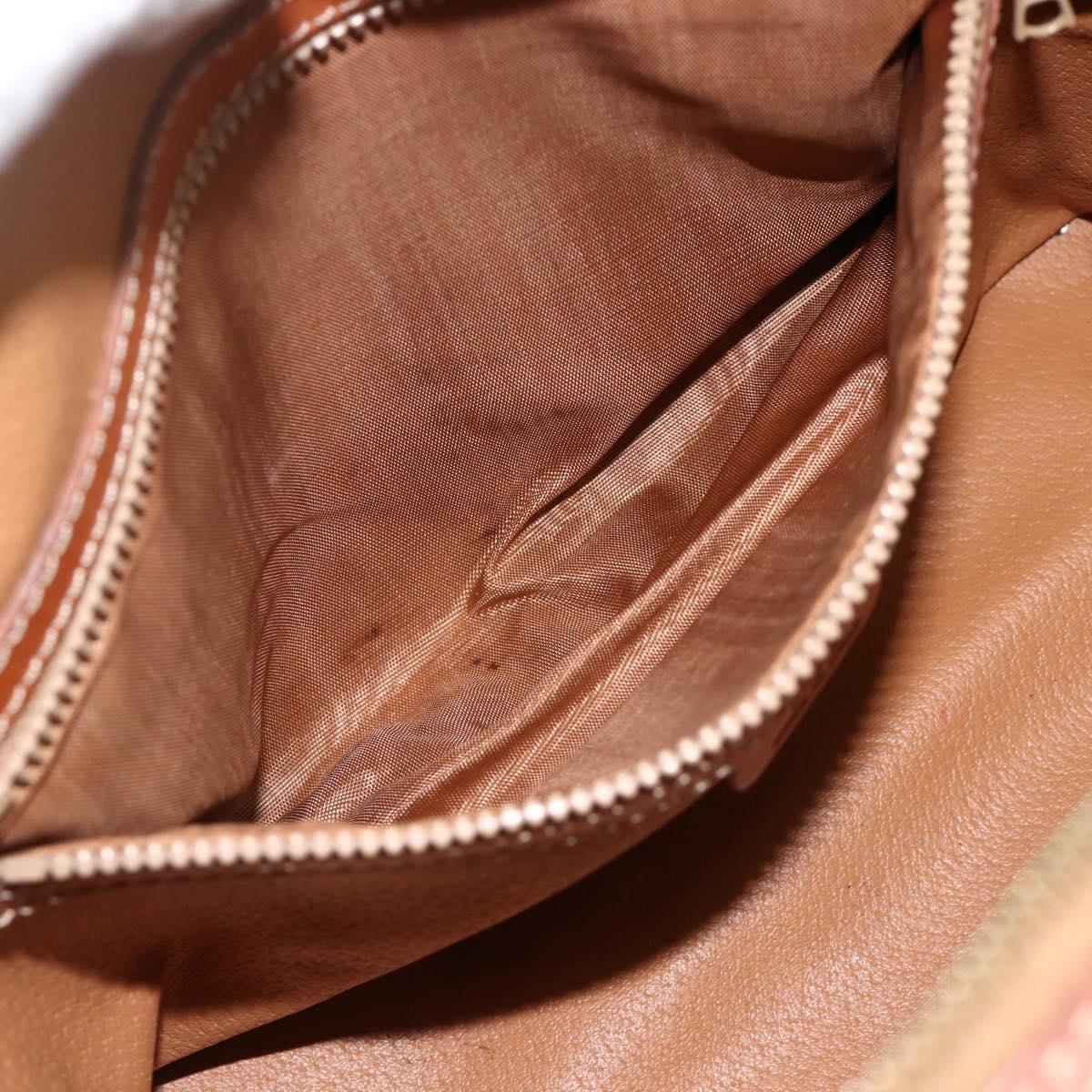 CELINE Macadam Canvas Hand Bag PVC Leather Brown Gold Auth 174498