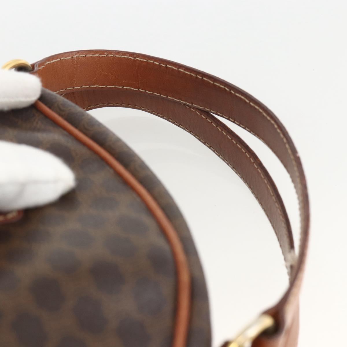 CELINE Macadam Canvas Hand Bag PVC Leather Brown Gold Auth 174498
