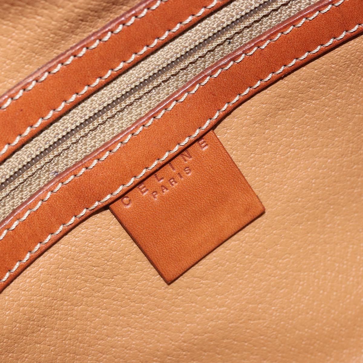 CELINE Macadam Canvas Hand Bag PVC Leather Brown Gold Auth 174499