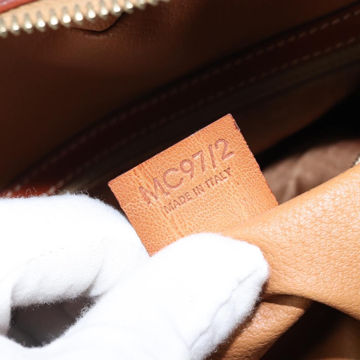 CELINE Macadam Canvas Hand Bag PVC Leather Brown Gold Auth 174499