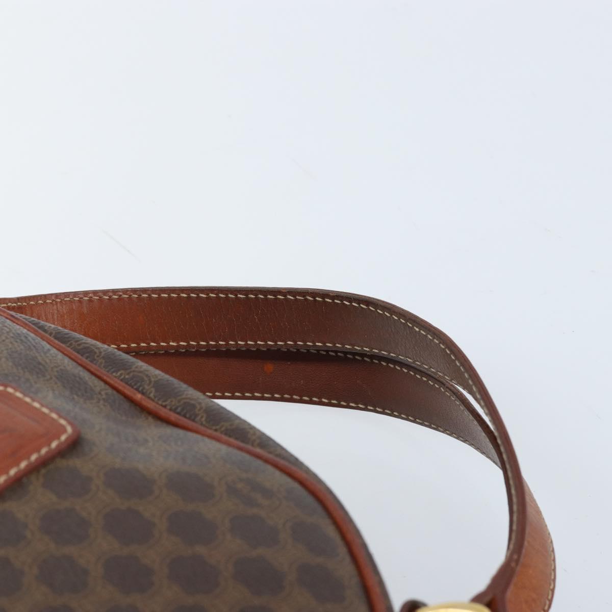 CELINE Macadam Canvas Hand Bag PVC Leather Brown Gold Auth 174499