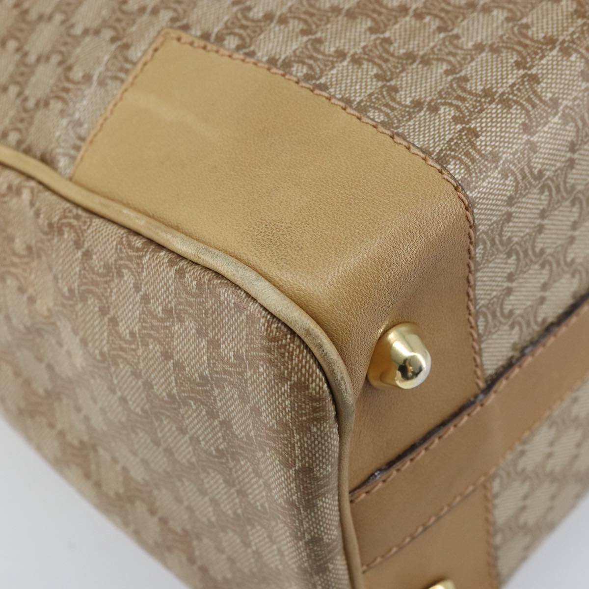 CELINE Macadam Canvas Hand Bag PVC Beige Gold Auth 174500