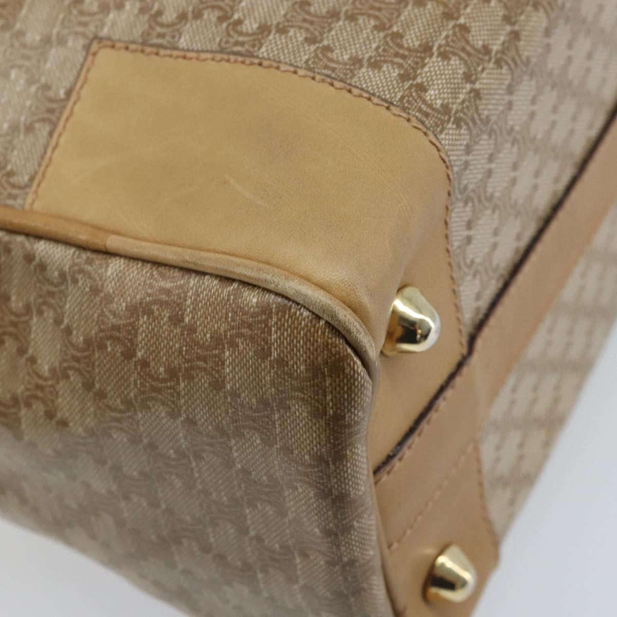 CELINE Macadam Canvas Hand Bag PVC Beige Gold Auth 174500