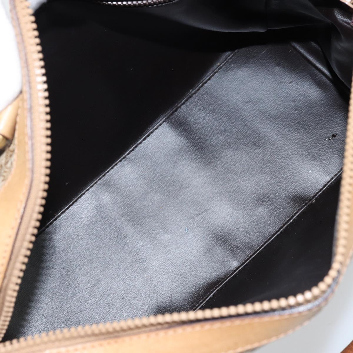 CELINE Macadam Canvas Hand Bag PVC Beige Gold Auth 174500