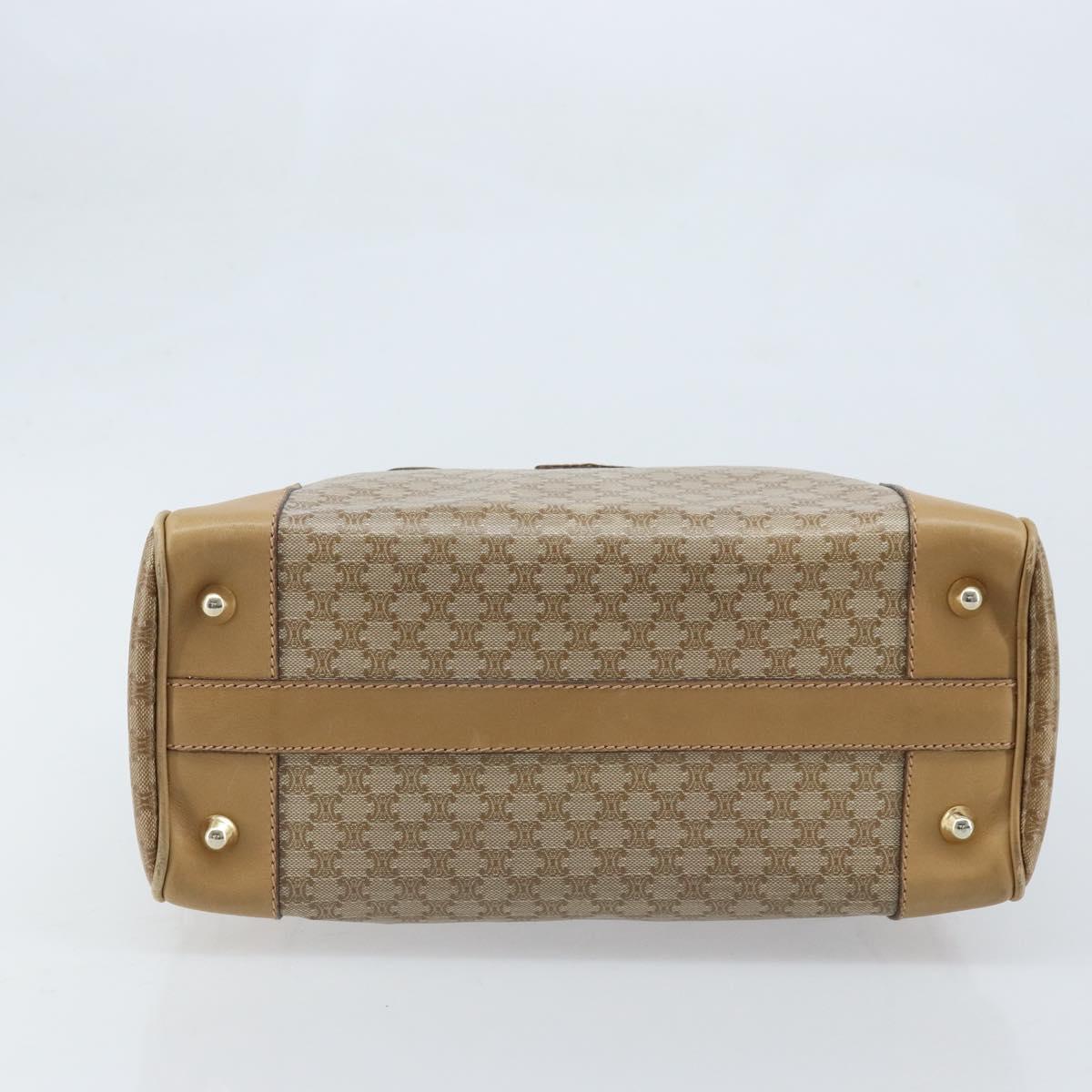 CELINE Macadam Canvas Hand Bag PVC Beige Gold Auth 174500