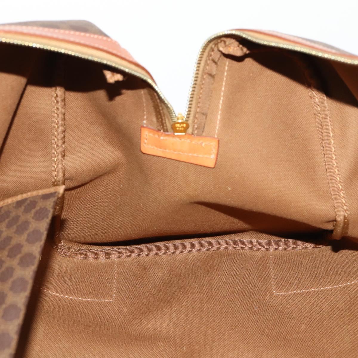 CELINE Macadam Canvas Boston Bag PVC Leather Brown Gold Auth 174501