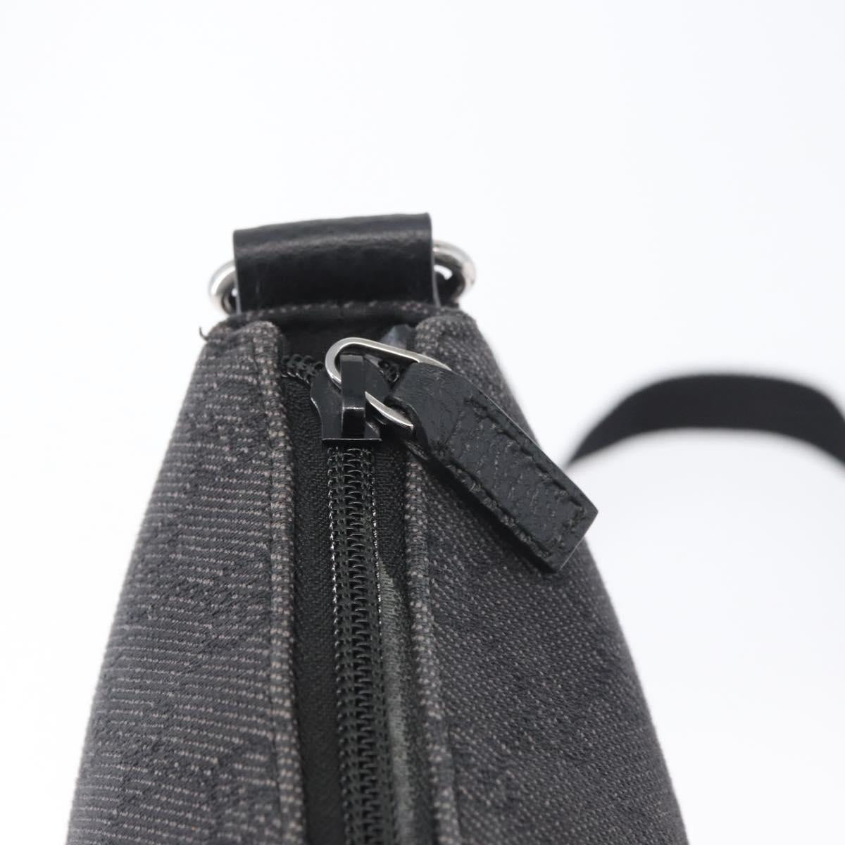 GUCCI GG Canvas Shoulder Bag Black Silver 374414 Auth 174510