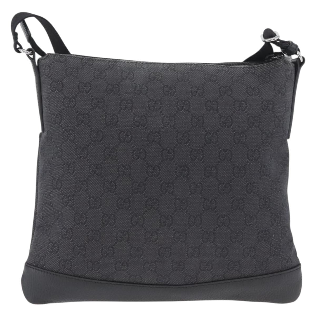 GUCCI GG Canvas Shoulder Bag Black Silver 374414 Auth 174510
