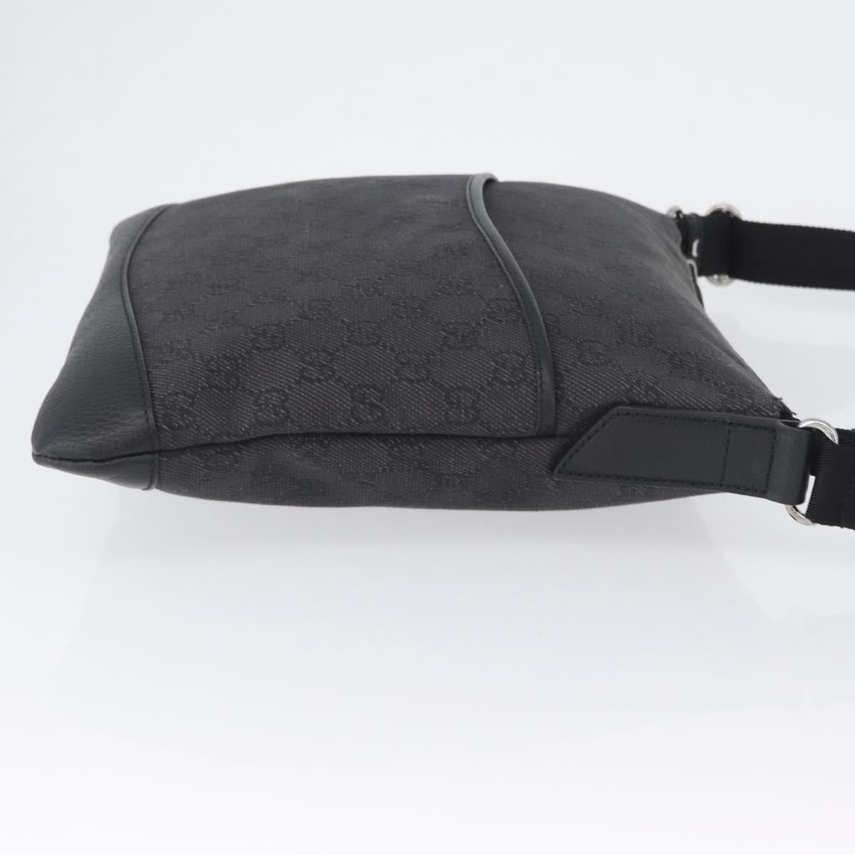 GUCCI GG Canvas Shoulder Bag Black Silver 374414 Auth 174510