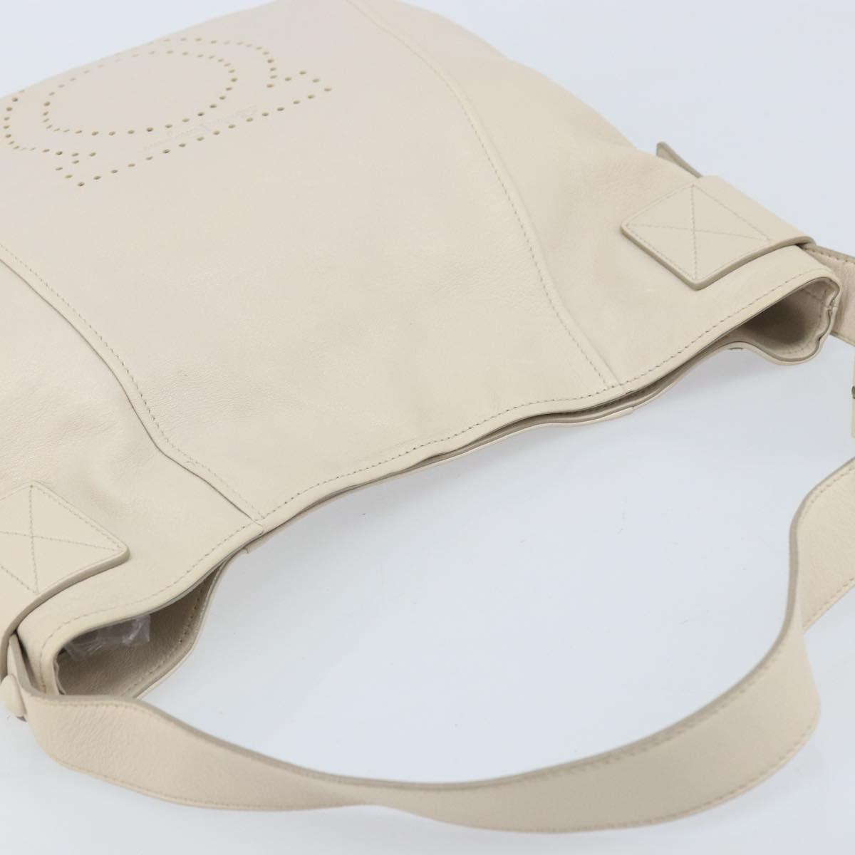 Salvatore Ferragamo Gancini Hand Bag Leather Ivory Auth 174511