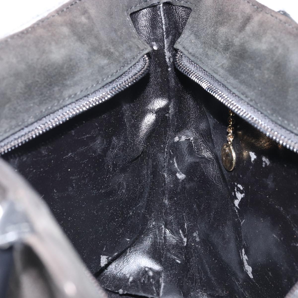 GUCCI Hand Bag Suede Black Gold 002 2122 0465 Auth 174512