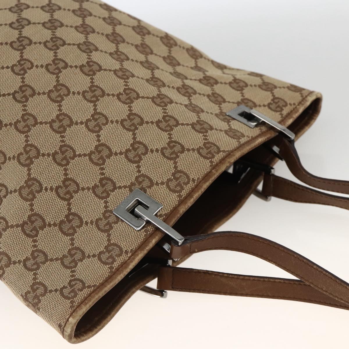 GUCCI GG Canvas Tote Bag Beige Silver 31244 Auth 174516