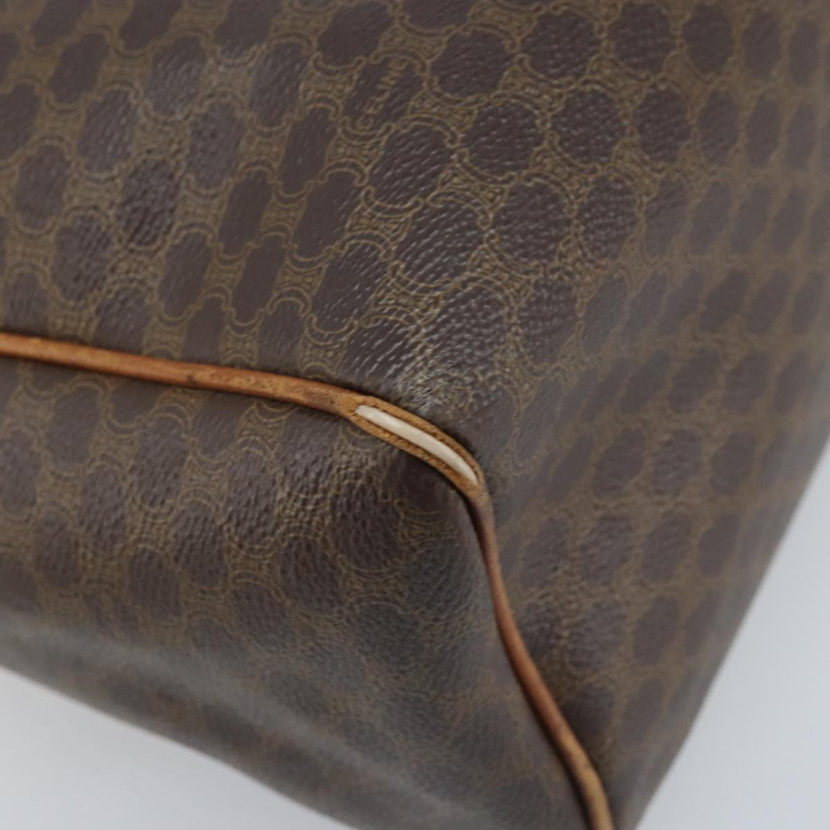CELINE Macadam Canvas Hand Bag PVC Leather Brown Gold Auth 174520