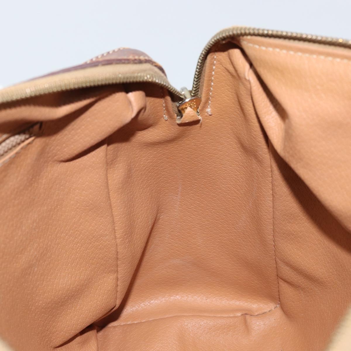 CELINE Macadam Canvas Hand Bag PVC Leather Brown Gold Auth 174520