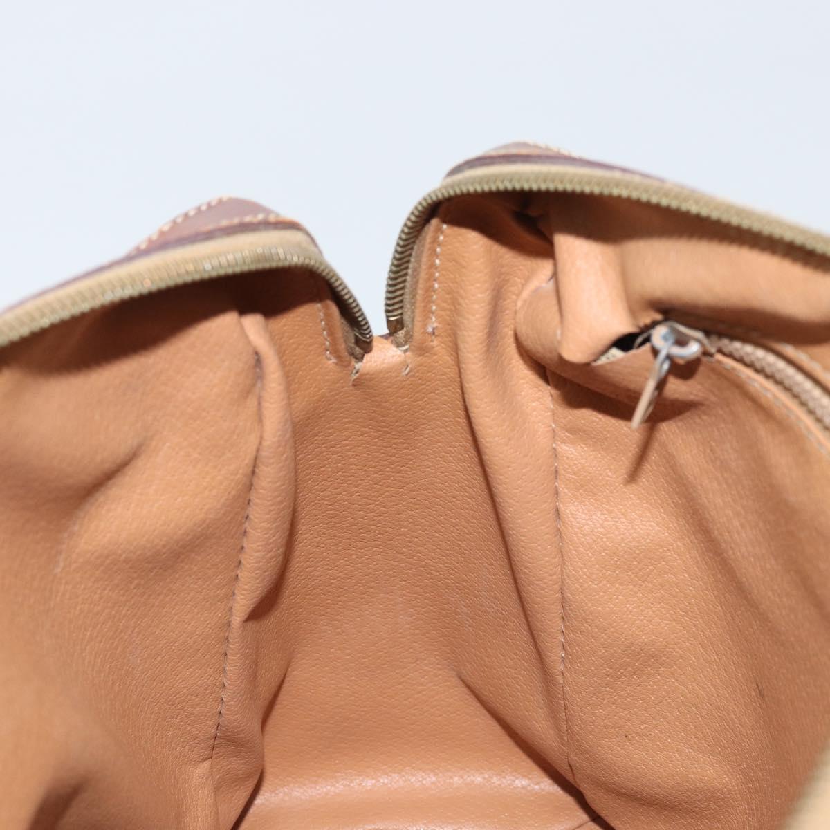 CELINE Macadam Canvas Hand Bag PVC Leather Brown Gold Auth 174520