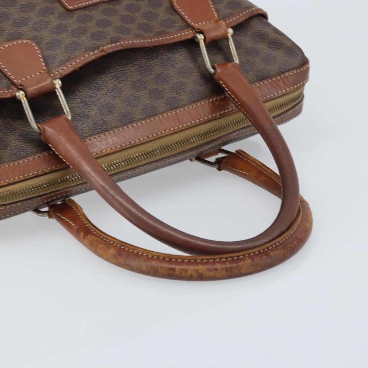 CELINE Macadam Canvas Hand Bag PVC Leather Brown Gold Auth 174520