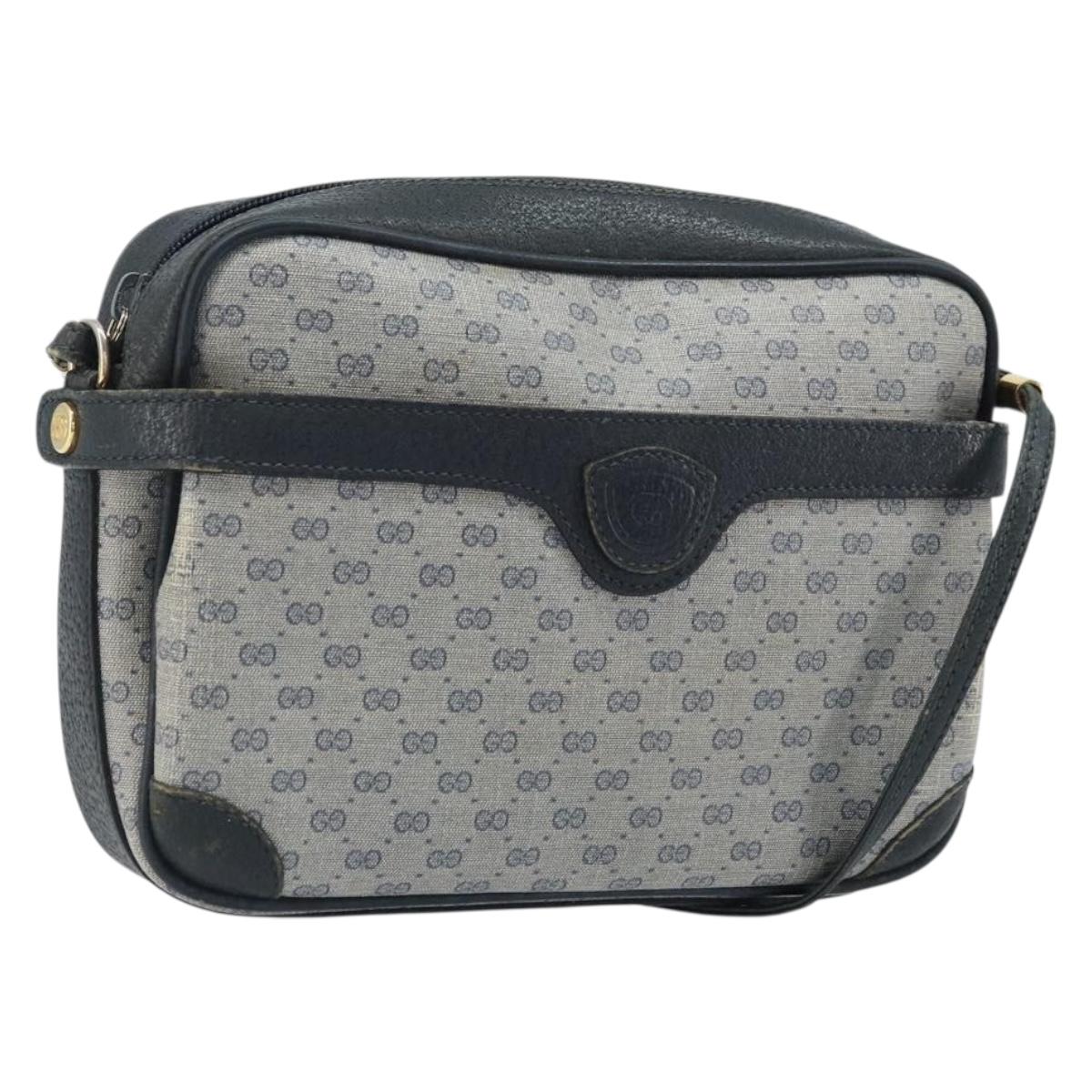 GUCCI Micro GG Supreme Shoulder Bag PVC Navy Gold 007 904 0423 Auth 174532