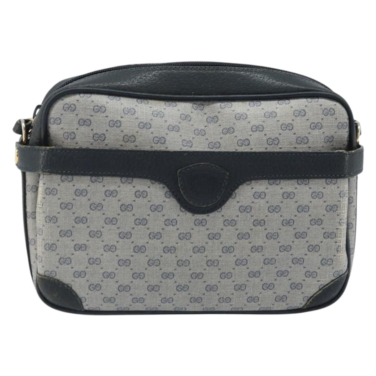GUCCI Micro GG Supreme Shoulder Bag PVC Navy Gold 007 904 0423 Auth 174532