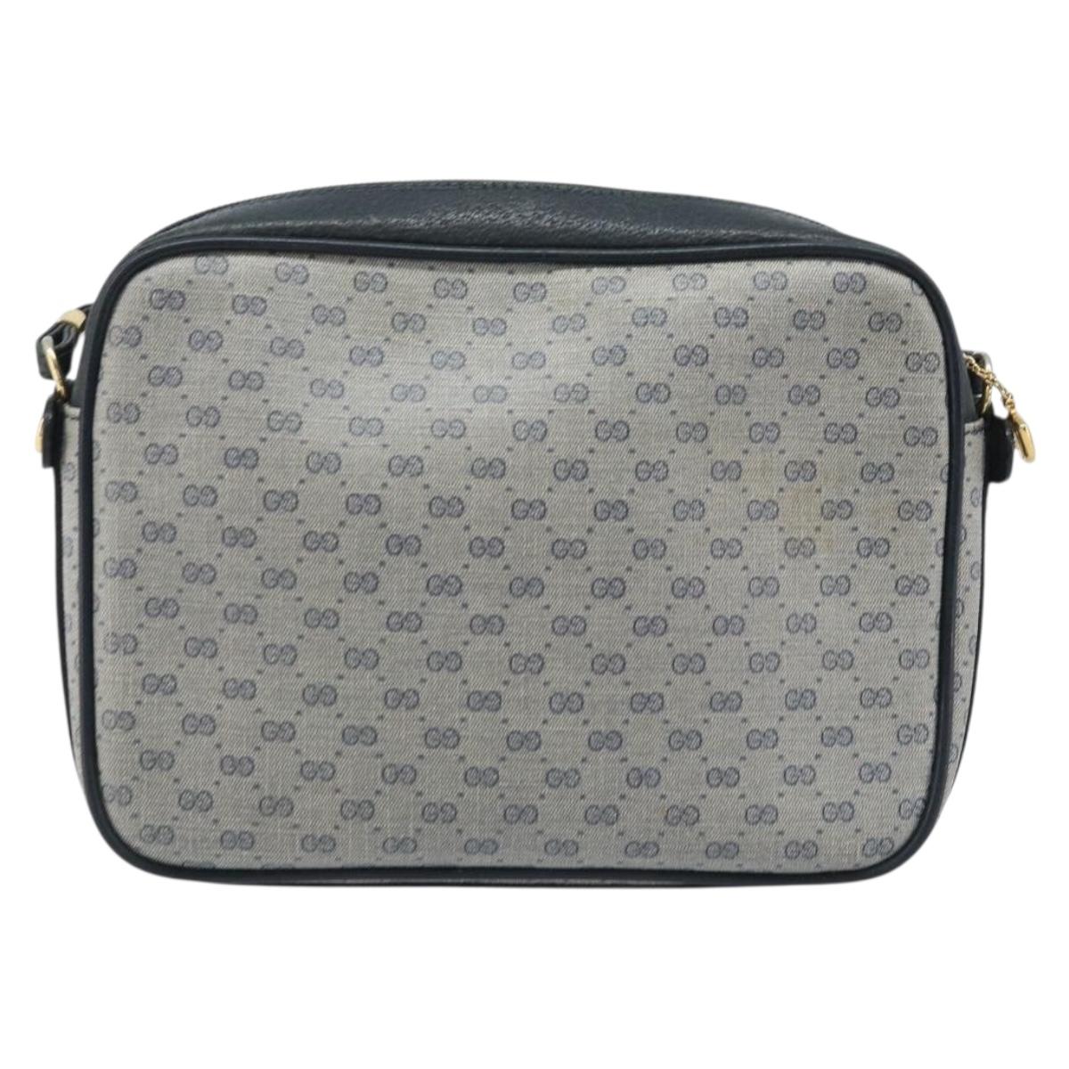 GUCCI Micro GG Supreme Shoulder Bag PVC Navy Gold 007 904 0423 Auth 174532