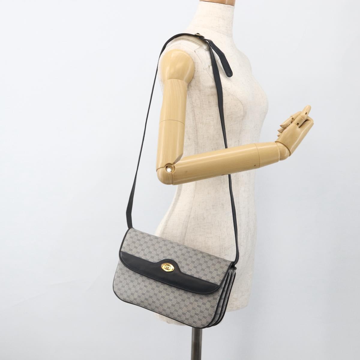 GUCCI Micro GG Supreme Shoulder Bag PVC Navy Gold 004 106 0024 Auth 174535