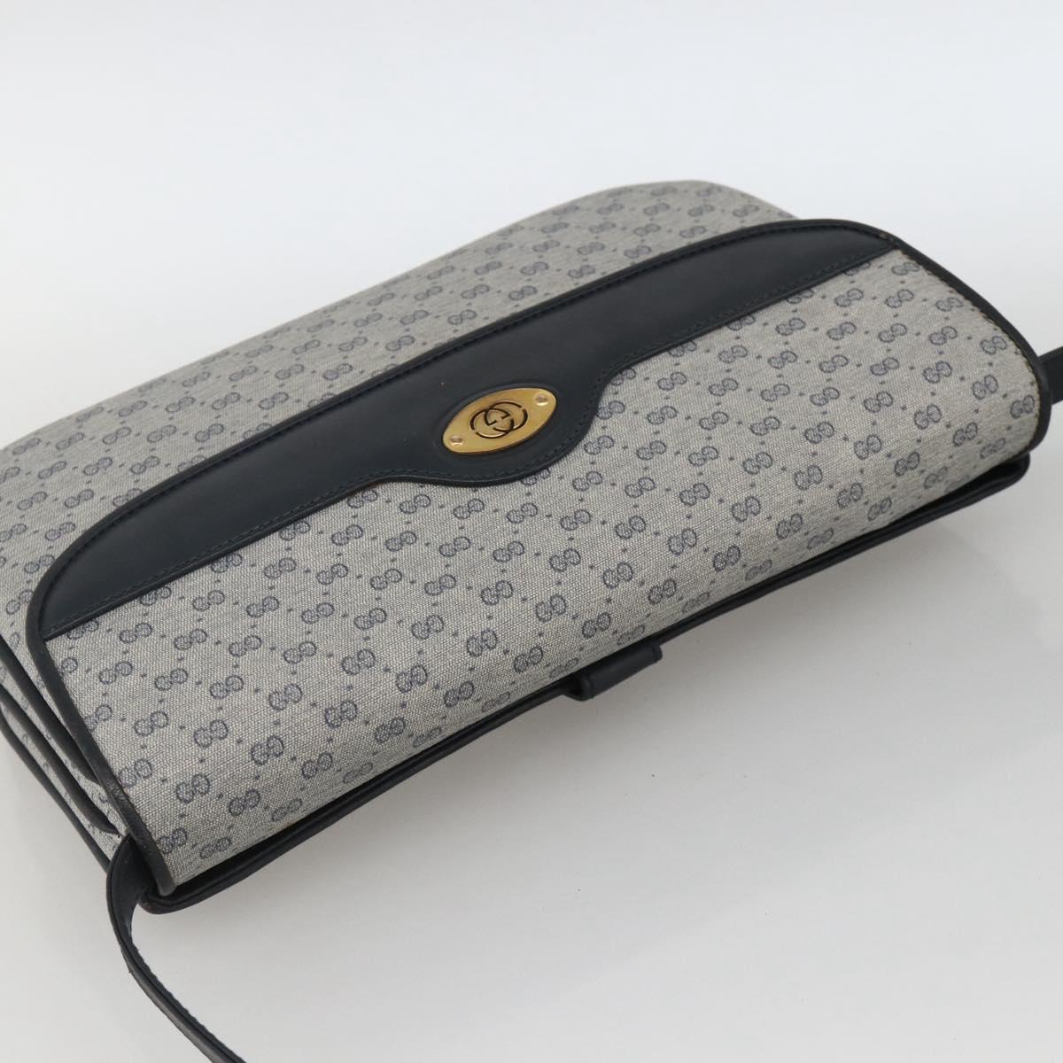 GUCCI Micro GG Supreme Shoulder Bag PVC Navy Gold 004 106 0024 Auth 174535