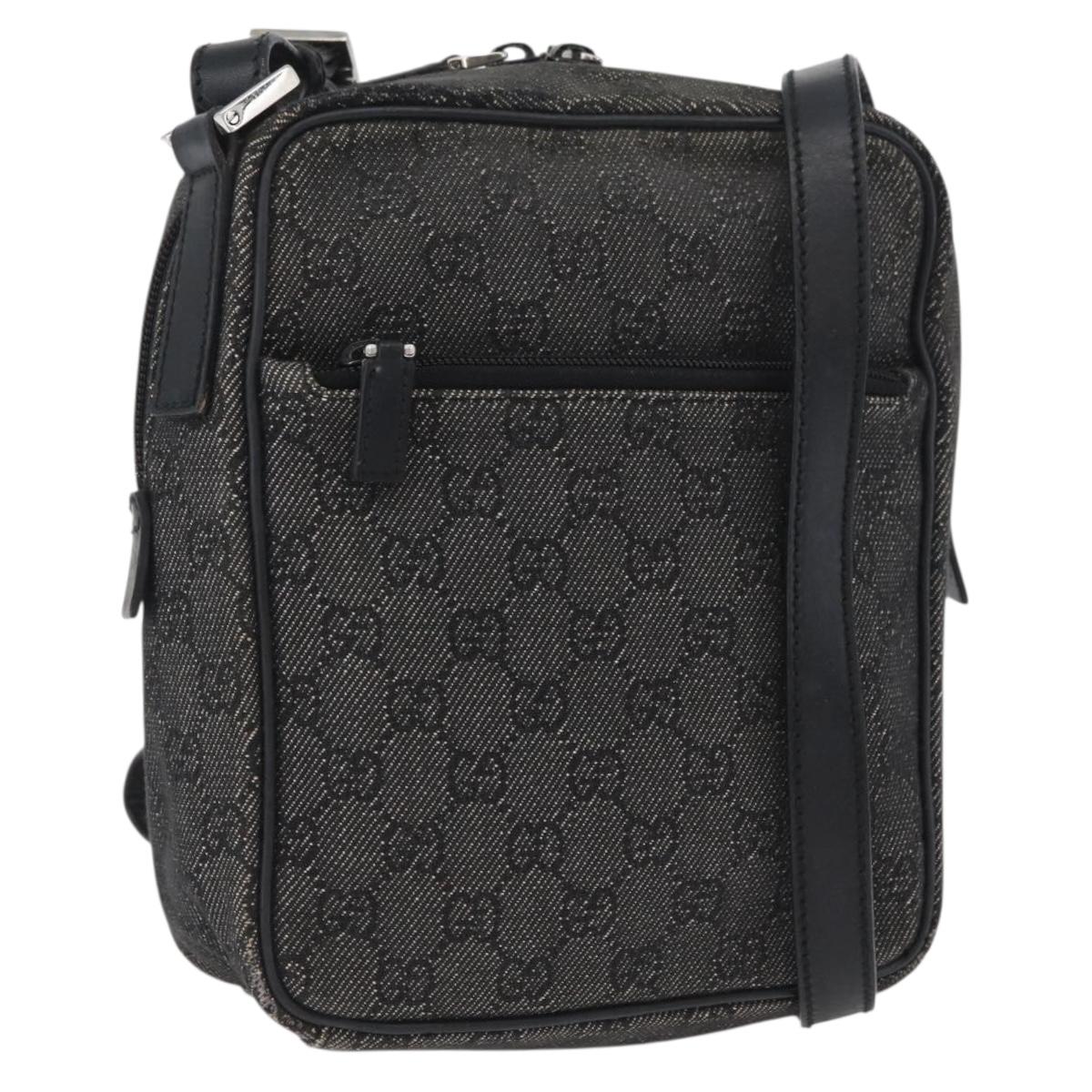 GUCCI GG Canvas Shoulder Bag Black Silver 03136 Auth 174538