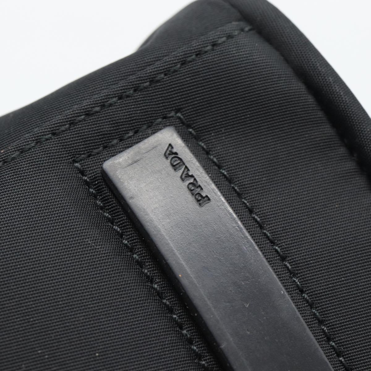 PRADA Hand Bag Nylon Black Silver Auth 174539