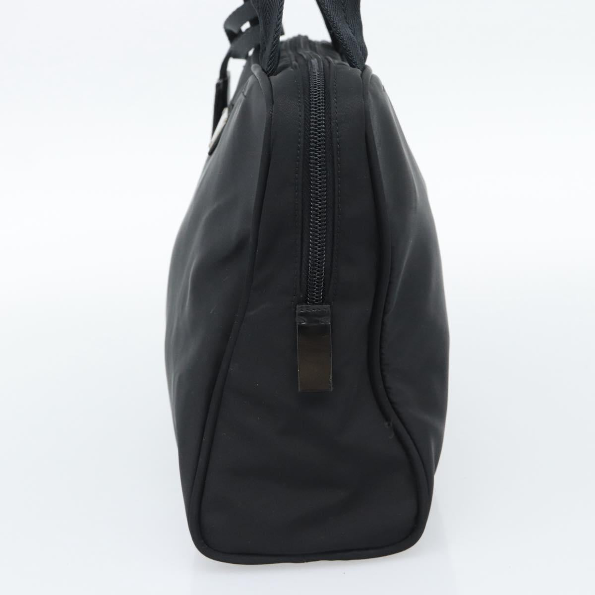 PRADA Hand Bag Nylon Black Silver Auth 174539