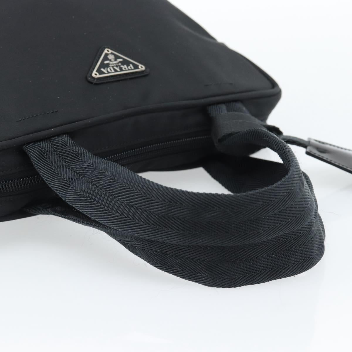 PRADA Hand Bag Nylon Black Silver Auth 174539