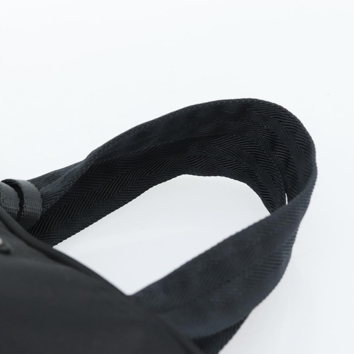 PRADA Hand Bag Nylon Black Silver Auth 174539