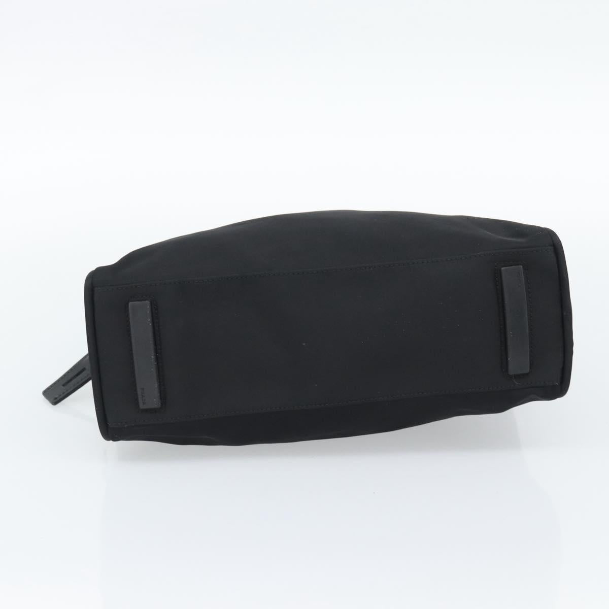 PRADA Hand Bag Nylon Black Silver Auth 174539